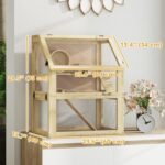 PawHut Wooden Hamster Cage, 3 Tier Gerbil Cage with Detachable 12.6" Deep Bottom, Hut, Seesaw, Exercise Wheel, Ramps, Small Animal Habitat for Dwarf, Rat, 24" x 16" x 29.5" - Image 8