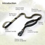 Heavy Duty Tactical Dog Leash with Quick Release Carabiner and Highly Reflective Threads,4-6FT Power Stretch Dog Leash for Medium Large Dogs (Army Green) - Image 3