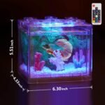 Small Betta Fish Tank, Aquarium Tank Kit with LED Lighting, 0.6 Gallon Stackable Fighting Fish Tank Set, Fish Bowl Accessories for Turtle Reptile Shrimp Crab Insects as Decoration - Image 4