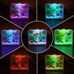 Small Betta Fish Tank, Aquarium Tank Kit with LED Lighting, 0.6 Gallon Stackable Fighting Fish Tank Set, Fish Bowl Accessories for Turtle Reptile Shrimp Crab Insects as Decoration - Image 5