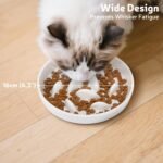 Ceramic Cat Slow Feeder Bowl, 16 cm Wide Slow Eating Cat Bowl for Dry and Wet Food, Anti Gulping Shallow Pet Interactive Puzzle Feeder for Cats and Small Dogs, Dishwasher Safe (White) - Image 6