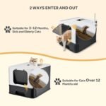 Foldable Cat Litter Box, Top Entry Kitty Litter Box with Lid & Scoop Extra Large Space Enclosure Toilet (Black) - LIVINGbasics - Image 4