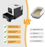 Foldable Cat Litter Box, Top Entry Kitty Litter Box with Lid & Scoop Extra Large Space Enclosure Toilet (Black) - LIVINGbasics - Image 6