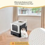 Foldable Cat Litter Box, Top Entry Kitty Litter Box with Lid & Scoop Extra Large Space Enclosure Toilet (Black) - LIVINGbasics - Image 8