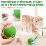 Interactive Cat Toys for Indoor Cats,Jouet Pour Chat Smart Silicone Rolling Ball with Tail,Obstacle Avoidance and Motion Activated,Puppy Puzzle Toys for Bored Indoor Adult Cats & Dogs (Green) - Image 7