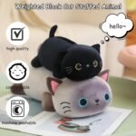 SQEQE Weighted Black Cat Stuffed Animals, Weighted Black Cat Plush, Cute Plushies Toy Gift for Kids Adults(9.8 Inch, 0.8 Lbs) - Image 4