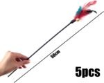 5Pcs Cat Feather Teaser Stick with Rattle Bell,20" Long Interactive Wand Toy for Cat and Kitten - Image 3