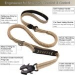 STAVAN Dog Leash for Large Dogs, 4-6FT Heavy Duty No Pull Bungee Shock Absorbing Tactical Leash with 2 Padded Handles, Quick Release Carabiner & Seatbelt Clip (Coyote Brown) - Image 4