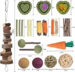 Rabbit Toys Guinea Pig Toys Hamster Toys Bunny Toys 18Pcs Natural Timothy Hay Sticks Apple Wood Sticks Chinchilla Toys for Teeth Care Handmade - Image 4