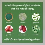 Genuine Health Greens+ Extra Energy Superfood Powder, 30 servings, Spirulina and Wheat Grass, Natural Cappuccino Flavour,445g - Image 3