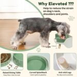 Elevated Slow Feeder Dog Bowls - Ceramic Food and Water Bowl Set with Stand - Raised Pet Dishes for Small and Medium Sized Dogs - Image 5