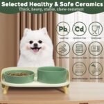 Elevated Slow Feeder Dog Bowls - Ceramic Food and Water Bowl Set with Stand - Raised Pet Dishes for Small and Medium Sized Dogs - Image 6