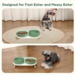 Elevated Slow Feeder Dog Bowls - Ceramic Food and Water Bowl Set with Stand - Raised Pet Dishes for Small and Medium Sized Dogs - Image 7