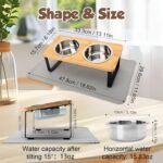 Elevated Cat Bowls with Non Slip Mat, 15° Tilted Raised Anti Vomit Cat Feeder for Food and Water, Pet Feeding Station with 2 Stainless Steel Bowls - Image 5
