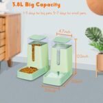 Automatic Pet Feeder Small&Medium Pets Automatic Food Feeder and Waterer Set 3.8L, Travel Supply Feeder and Water Dispenser for Dogs Cats Pets (Light Green) - Image 3