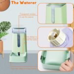 Automatic Pet Feeder Small&Medium Pets Automatic Food Feeder and Waterer Set 3.8L, Travel Supply Feeder and Water Dispenser for Dogs Cats Pets (Light Green) - Image 5