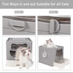 Enclosed Cat Litter Box with Stainless Steel Drawer & Lid - Extra Large, Leak-Proof and Odor-Control Covered Design Litter Tray or Indoor Cats, Includes Litter Scoop & Mat - Image 3
