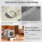 Enclosed Cat Litter Box with Stainless Steel Drawer & Lid - Extra Large, Leak-Proof and Odor-Control Covered Design Litter Tray or Indoor Cats, Includes Litter Scoop & Mat - Image 4