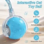 Interactive Cat Toys for Indoor Cats,Chirping Cat Ball Toy with 2 Replaceable Tails,Rechargeable Cat Toys for Bored Indoor Adult Cats and Kittens,Motion Activated Cat Toys Interactive(Blue) - Image 3
