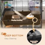 PawHut Large Hamster Cage with 7" Deep Tray, 43" Rolling Gerbil Cage with Storage Shelf, Big Exercise Wheel, Tube System, Hut, Platforms, Ramps, for Syrian, Gerbil, Rat - Image 6