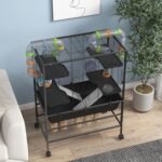 PawHut Large Hamster Cage with 7" Deep Tray, 43" Rolling Gerbil Cage with Storage Shelf, Big Exercise Wheel, Tube System, Hut, Platforms, Ramps, for Syrian, Gerbil, Rat - Image 10