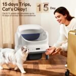Happypaw Open-Top Self Cleaning Litter Box - Large Capacity Automatic Litter Box for Multiple Cats with Safety Protection, App Control, Odor-Free, Anti-Leakage Material, Includes Trash Bags - Image 5