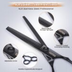 Dog Grooming Scissors Kit with Safety Round Tips, GEMEK Professional 6 in 1 Grooming Scissors for Dogs, Heavy Duty Titanium Coated Pet Scissor for Dogs, Cats and Other Animals (Black) - Image 4