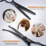 Dog Grooming Scissors Kit with Safety Round Tips, GEMEK Professional 6 in 1 Grooming Scissors for Dogs, Heavy Duty Titanium Coated Pet Scissor for Dogs, Cats and Other Animals (Black) - Image 6