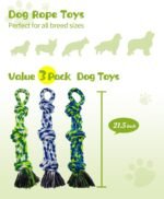 3 Pack Dog Rope Toys for Aggressive Chewers Large Breeds, Indestructible Tough Dog Toys, Interactive Dog Chew Teething Toys for Large and Medium Dogs, Durable Heavy Duty Tug Toys for Boredom - Image 3