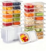 20-Pack Reusable Double Compartment Snack Containers with Lids - BPA-Free PP Meal Prep Bento Boxes for Kids Lunch, Fruit & Dips, Microwave/Dishwasher Safe - Image 2
