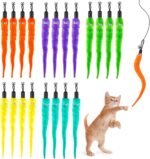 20 Pcs Cat Worm Replacement Toy, Interactive Cat Wand Toy Refills, Assorted Teaser Refills with Bells, Kitten Wands Toy for Indoor Cats Training Exerciser - Image 2