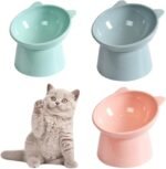 3PCS Cat Bowls, kangnuoxue Elevated Cat Feeding Bowls with 15° Tilted Raised Feeder, Raised Cat Bowl Anti Vomit Cat Food Bowl Cat Feeding Bowls Neck Protective Bowl - Image 2
