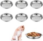 6 PCS Cat Bowls Whisker Friendly, Shallow Wide Flat Cat Food Bowls Stainless Steel,Metal Cat Dishes Whisker Fatigue Relief,Replacement Basic Cat Plates for Elevated Stand,Dishwasher Safe - Image 2