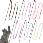 6 Pack Cat Wand Toy, Interactive Cat Rainbow Wand Toys, Interactive Cat Teaser Wand String, Colorful Ribbon Charmer for Kitten Cat Exerciser Playing - Image 2
