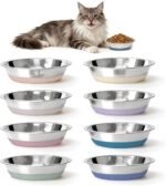 8 Pack Stainless Steel Cat Bowls, Cat Dishes Whisker Friendly with Non-Slip Silicone Bottom, Easy to Clean, 5.5" Shallow Wide Cat Food and Water Feeding Bowl for Indoor Outdoor Cats, Kitten - Image 2