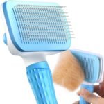ACE2ACE Dog Brush, Cat Brush for Shedding Long and Short Haired, Self-Cleaning Dog Slicker Brush, Removes Loose Fur for Puppy, Cockapoo, Labrador, Golden Retriever, Pomeranian, Poodle, Rabbits, Blue - Image 2