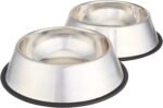 Amazon Basics Stainless Steel Non-Skid Pet Dog Water and Food Bowl, 2-Pack (25.9cm x 7cm), Each Holds Up to 1.15L - Image 2