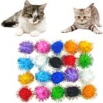 Andiker Cat Sparkle Balls - 1.5 Inches 20pcs Colorful Tinsel Glitter Balls for Chew Chase Interactive Lightweight Toys - Indoor Cats Keep Fit Active (4.5cm) - Image 2