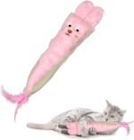 Andiker Cat Toys for Indoor Cats,10.24in Plush Catnip Toy with Crinkle Paper Inside,Fluffy Interactive Cat Toy with Feather and 2 Sisal Scratchers for Biting, Chewing, Scratching and Kicking - Image 2