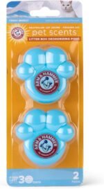 Arm & Hammer Cat Litter Box Deodorizing Pods, 2 Count, Fresh Breeze Scent, Blue Gel Paw-Shaped Adhesive Devices, 30 Days Odor Control - Image 2