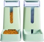 Automatic Pet Feeder Small&Medium Pets Automatic Food Feeder and Waterer Set 3.8L, Travel Supply Feeder and Water Dispenser for Dogs Cats Pets (Light Green) - Image 2