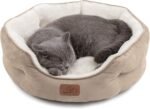 Bedsure Small Dog Bed for Small Dogs Washable - Round Cat Beds for Indoor Cats, Round Pet Bed for Puppy and Kitten with Slip-Resistant Bottom, Camel, 20 Inches - Image 2