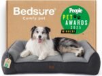 Bedsure SupportMax XL Orthopedic Dog Beds Large Sized Dog - Extra Thick Supportive Dogs Couch with Waterproof Washable Cover, Extra Large Comfort Pet Sofa with Soft Sherpa & Nonskid Bottom, Grey, 42" - Image 2