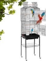 BestPet Bird Cage Parakeet Cage 64 inch Open Top Standing Parrot Cage Accessories with Rolling Stand for Medium Small Cockatiel Canary Parakeet Conure Finches Budgie Lovebirds Storage Shelf (Black) - Image 2
