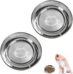 Cat Bowls Food Dishes for Indoor Cats Stainless Steel Cats Shallow Whisker Friendly Cat Food Water Dishes Bowls Whisker Fatigue Relief Dishwasher Safe 2Pcs - Image 2