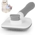 Cat Dog Brush for shedding,Pet Grooming Brush for Cats Dogs Massage,Shedding Brush for Short or Long Hair,Self Cleaning Slicker Brush,Easy to Removes Loose Undercoat, Tangled Hair (grey) - Image 2