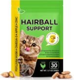 Cat Hairball Support Chews, Crunchy & Soft Treats for Healthy Digestion Wellness, Skin Health & Shiny Coat Care, Chicken Flavor, 30-Day Supply - Image 2