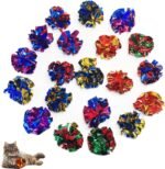Cat Toys 20 Packs Interactive Crinkle Ball, 2.3 Inch Bright Colors Cat Ball Toys to Attract and Engage Cats, Beat Boredom, Boost Exercise, and Promote a Healthy Lifestyle for Indoor Cats - Image 2