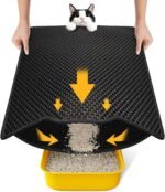 Conlun Cat Litter Mat Trapper, 58x40cm Honeycomb Double Layer Tapis Litiere Chat, Waterproof, Urine Proof Litter Box Mat, Washable No Slip Cat Matt for Waste Catcher, Black - Image 2