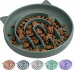 Coomazy Silicone Slow Feeder Cat Bowl, Slow Down Pet Eating Speed for Prevent Choking Promote Digestion (Green) - Image 2